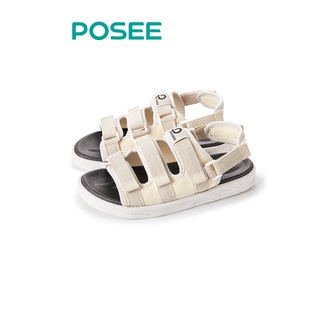  Giày sandal Posee đế phẳng khóa dán thời trang Hàn Quốc cho nam và nữ 