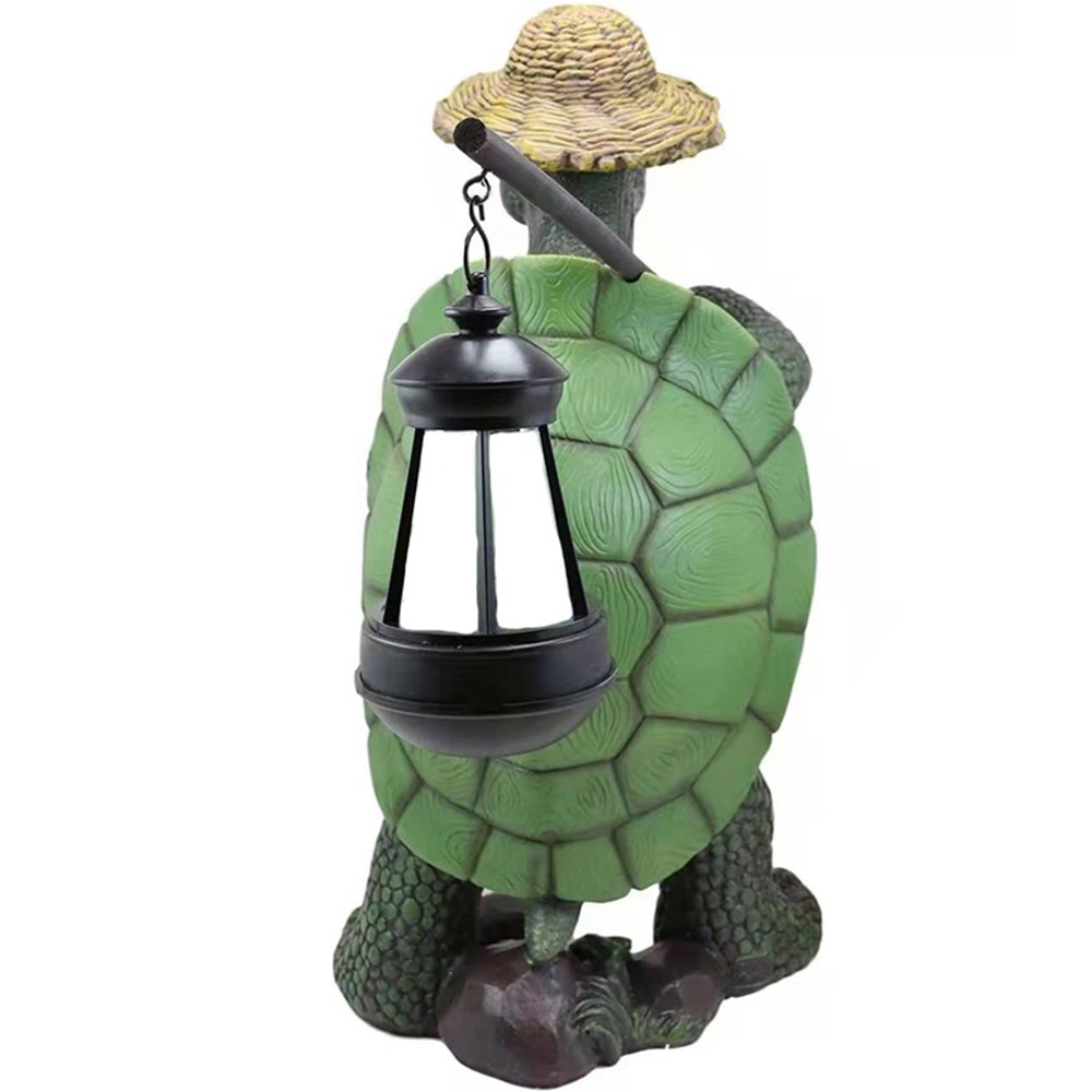 MIOSHOP Ornament Resin Hiking Tortoise Garden Figurine Home Decoration Sculpture Outdoor Weather-proof Fence Patio Yard