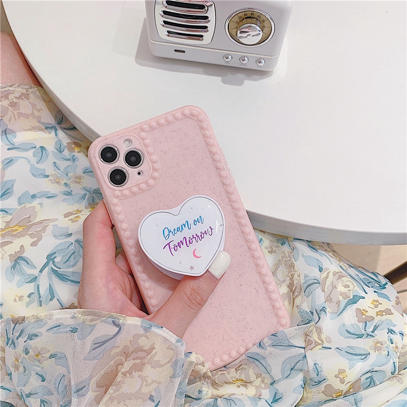 Ốp điện thoại có giá đỡ hình trái tim ba chiều cho Apple iPhone 11promax 8plus x/7p/xsXr SE20 12