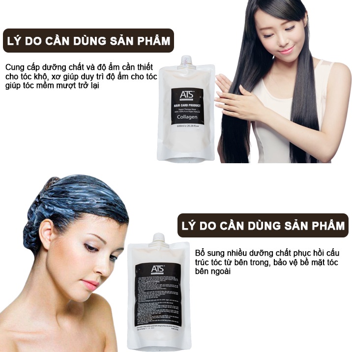 Hấp ủ tóc Collagen Ats phục hồi tóc hư tổn nặng