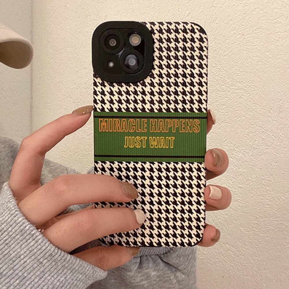 Vintage Houndstooth Knitting Phone Case for IPhone 11 Case 7Plus 8Plus XR 13 12 Pro Max Anti-shatter Soft Faux Leather Back Shell | BigBuy360 - bigbuy360.vn