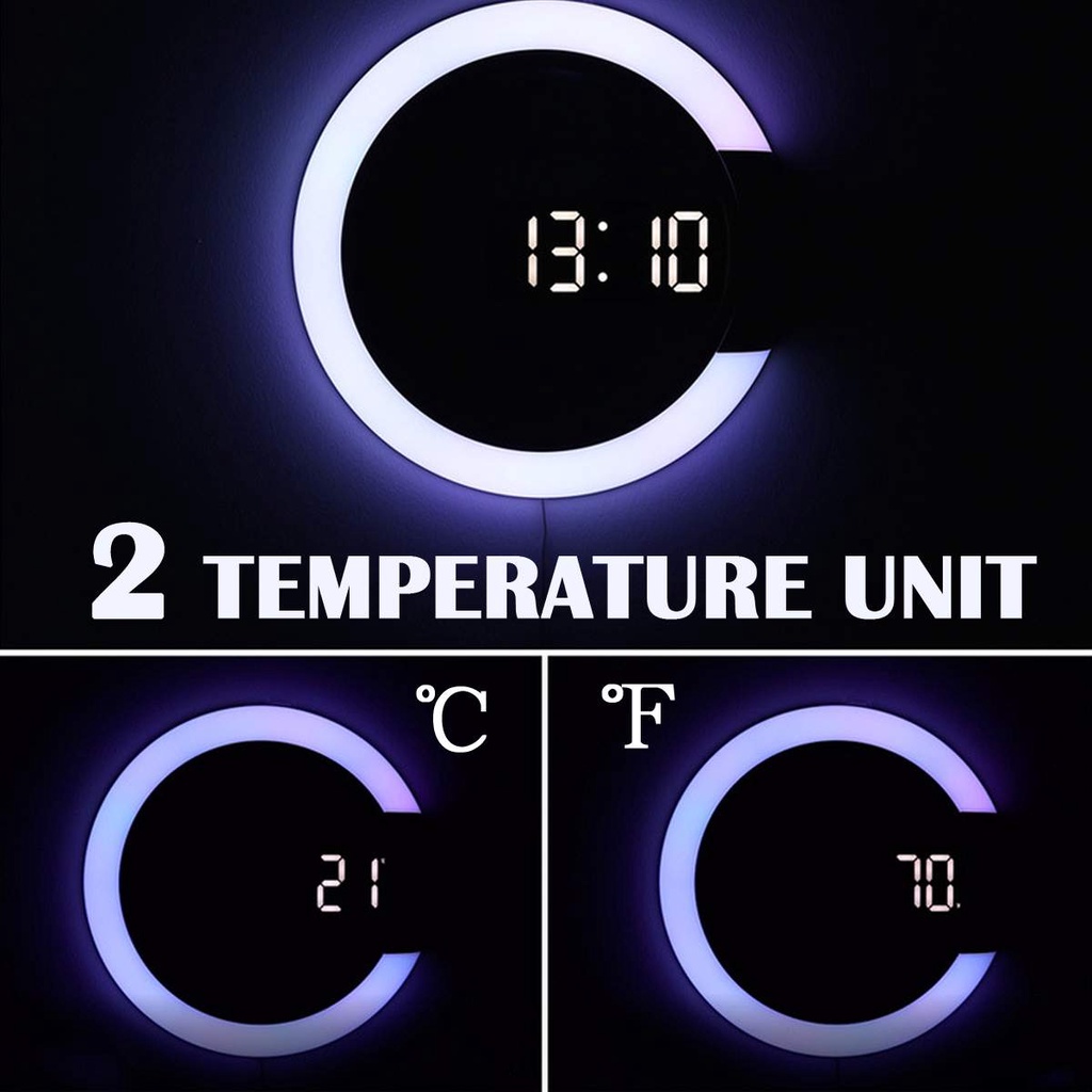 Đồng hồ treo tường có đèn led 3d điều khiển từ xa thông cảm