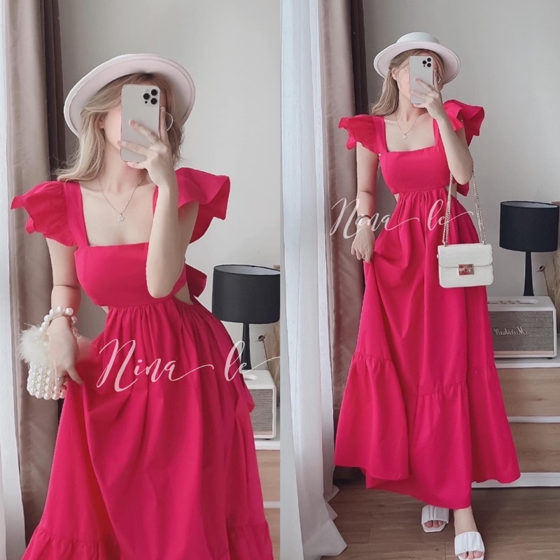 Đầm Maxi Tiểu Thư Cột Nơ Dáng Xoè Đi Chơi Du Lịch Biển Hàng Cao Cấp