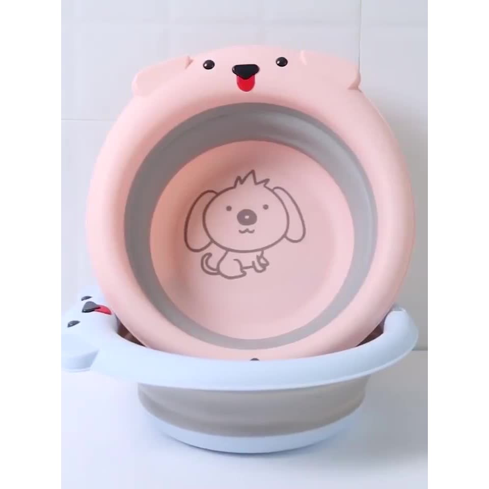 Chậu Rửa Mặt Gấp Gọn Cho Bé Hình Gấu, Chậu Rửa Mặt Cho Bé Sơ Sinh
