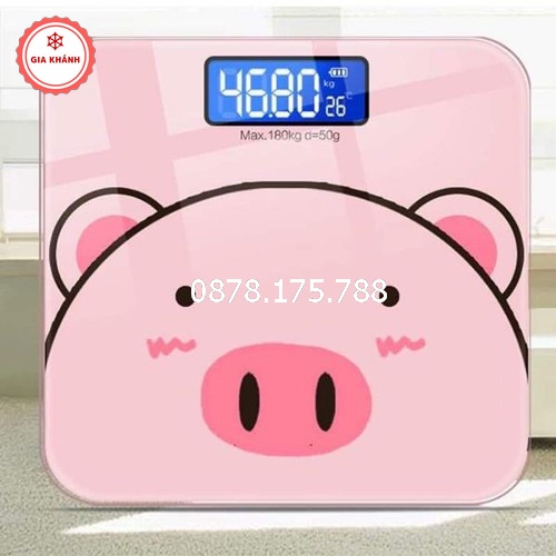 Cân điện tử sức khỏe PINK PIG hình lợn hồng siêu yêu , Cân mini điện tử mẫu mới LD2114