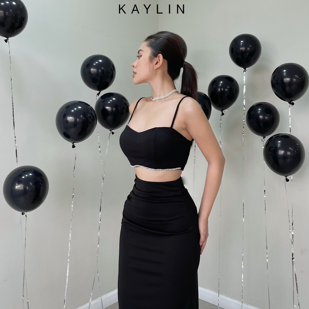 Set chân váy xẻ tà phối áo dây N1792 - KAYLIN