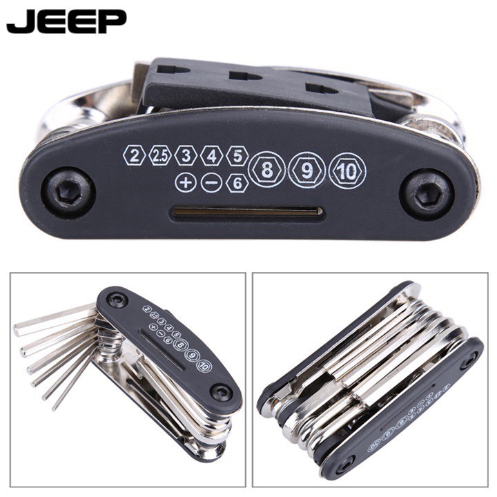 Bộ Dụng Cụ Sửa Chữa Xe Đạp Bỏ Túi Jeep 13in1 Đa Năng Bỏ Túi - Jeep 13 Món