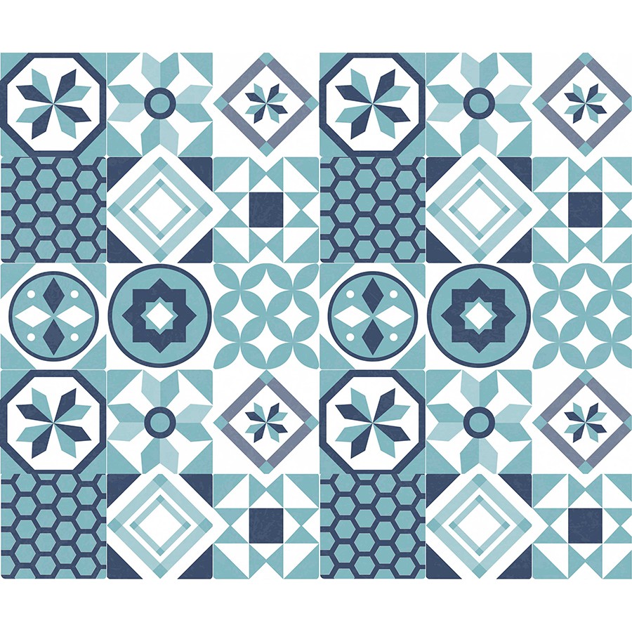 Decal Gạch Bông H43 - Set 30 ô 20x20cm - Decal Dán tường, Dán bếp, Trang trí nhà cửa - Viet Decor