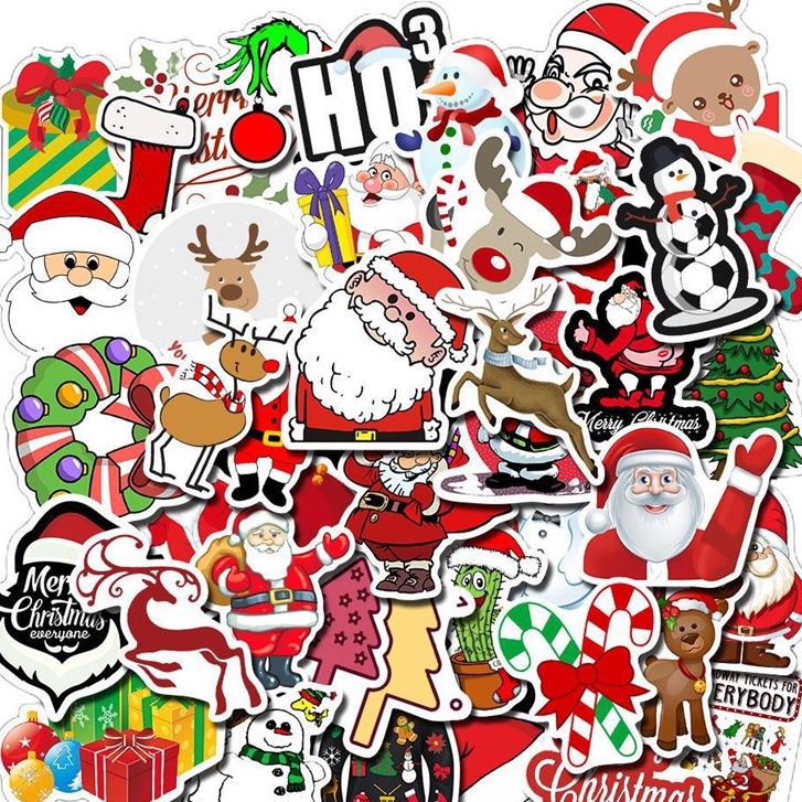 Set 50 Nhãn Dán Trang Trí Hình Ông Già Noel Dễ Thương