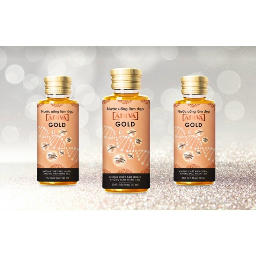 Nước uống Adiva Collagen Gold - nước uống làm đẹp da set 3 lọ và hộp 14 lọ
