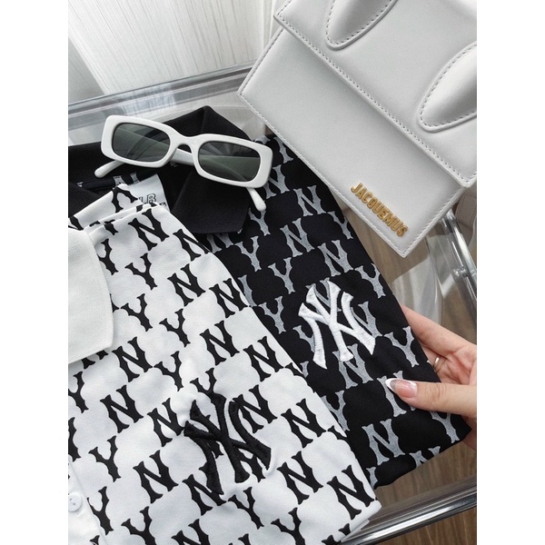 Váy polo nữ NY ngắn tay cổ sơ mi hot hít MLB năng động thể thao dáng xuông dễ mặc thoải mái xuất dư 2 màu đen trắng | BigBuy360 - bigbuy360.vn