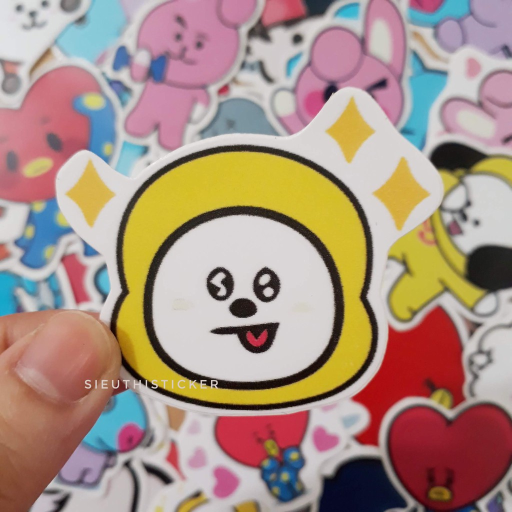 BỘ STICKER HÌNH BT21- DÁN TỦ, ĐIỆN THOẠI,MÁY TÍNH,LAPTOP,XE,NÓN BẢO HIỂM.CHẤT LƯỢNG CAO