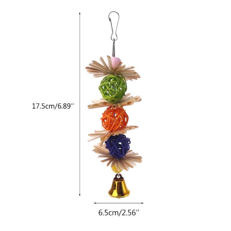 Đồ chơi mài răng cho chim vẹt nhiều màu sắc gắn chuông thu hút sự chú ý