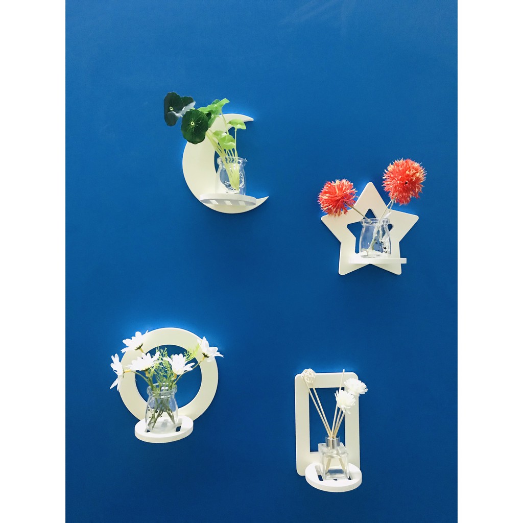 Kệ dán tường hình tròn decor nhà cửa treo ở phòng khách, phòng tắm, phòng ngủ…để đựng đồ trang trí - hình trăng sao