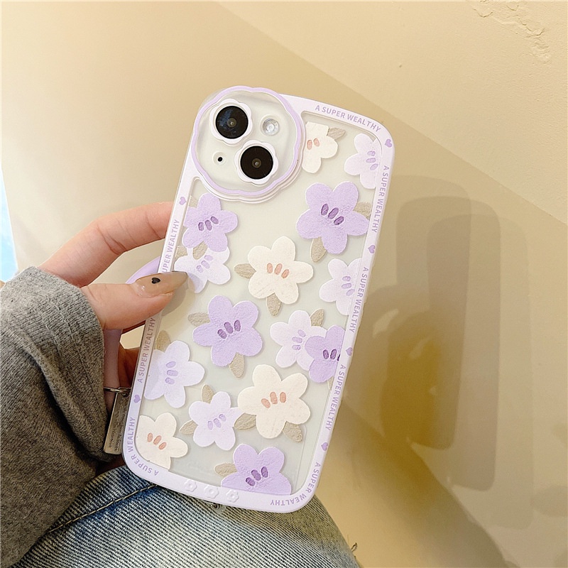 Ốp Điện Thoại Silicon In Họa Tiết Hoa Kèm Dây Đeo Cho Iphone 13 12Promax 11 / 7 / 8PLUS