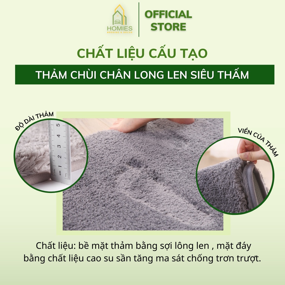 Thảm Chùi Chân Lông Len HOMIES Bedding & Décor Lông Len Siêu Thấm Nước - Kích Thước 40cm x 60cm