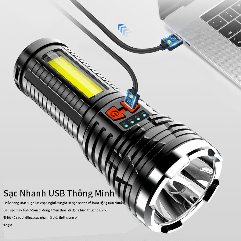 Đèn pin LED siêu sáng 4 chế độ điều chỉnh tiện lợi