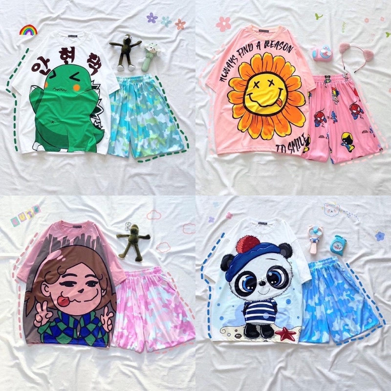 Set Hoạt Hình OverTee 3D-Short Cartoon Ảnh Thật