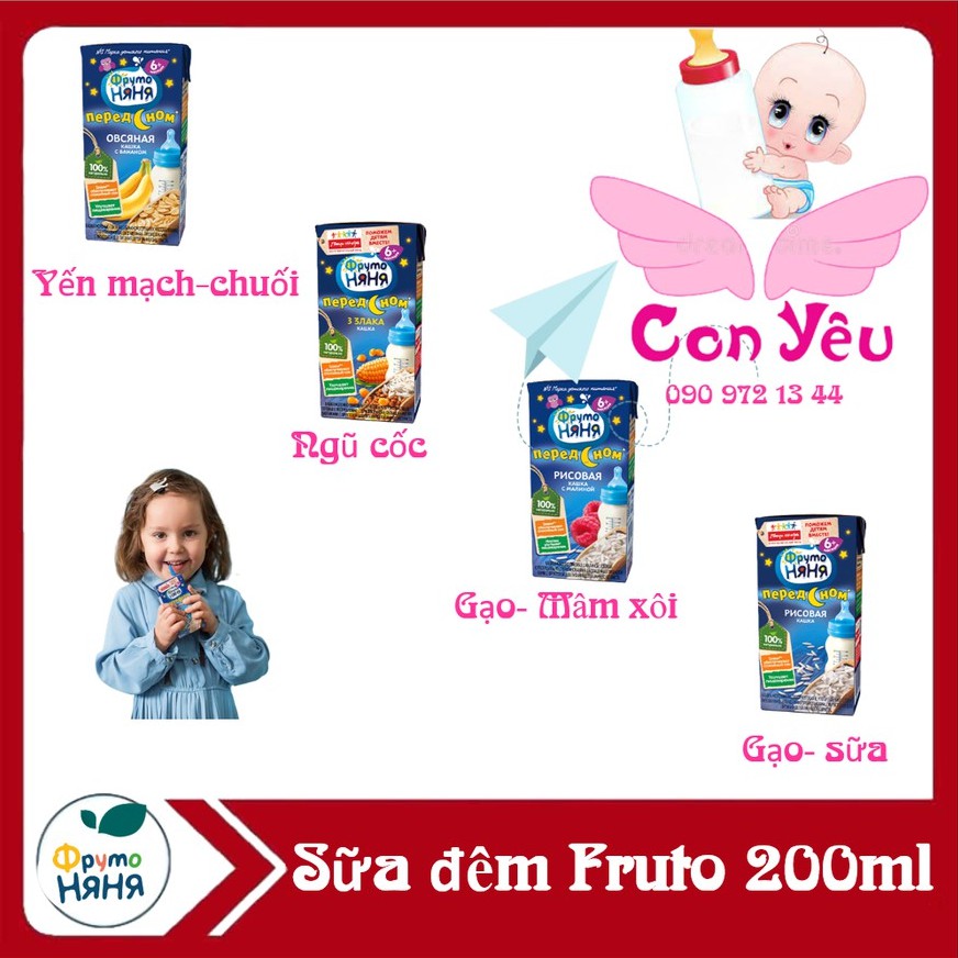 [Giúp Bé No Lâu, Ngủ Sâu Giấc] Sữa Đêm Fruto Nga 200ml [ Hàng air ]