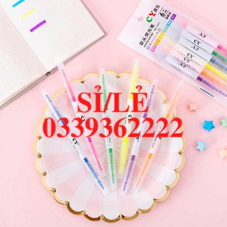 [ HAIANHSHOP ] Set 6 bút dạ quang Highlight hai đầu 2 màu dễ thương Duashop &gt;