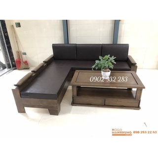 Bộ sofa góc L gỗ sồi có nệm 2m x 1m80 miễn phí giao hàng