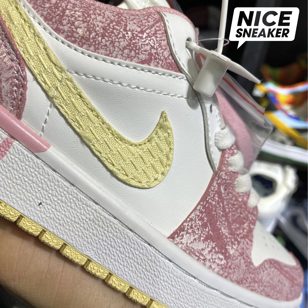 [ Nice Sneaker ] Giày sneaker nữ cổ thấp Jordan 1 low Paint Drip ( hồng sữa ) | Bản 1:1 chuẩn .