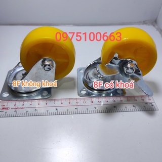 Bánh xe nhựa vàng  8cm  có phanh và không phanh- Bánh xe- bánh xe đẩy hàng- bánh xe tủ