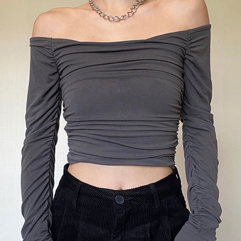 IELGY Áo Dệt Kim Mỏng Một Bên Vai Dáng Ôm Dễ Phối Đồ Thời Trang Cho Nữ