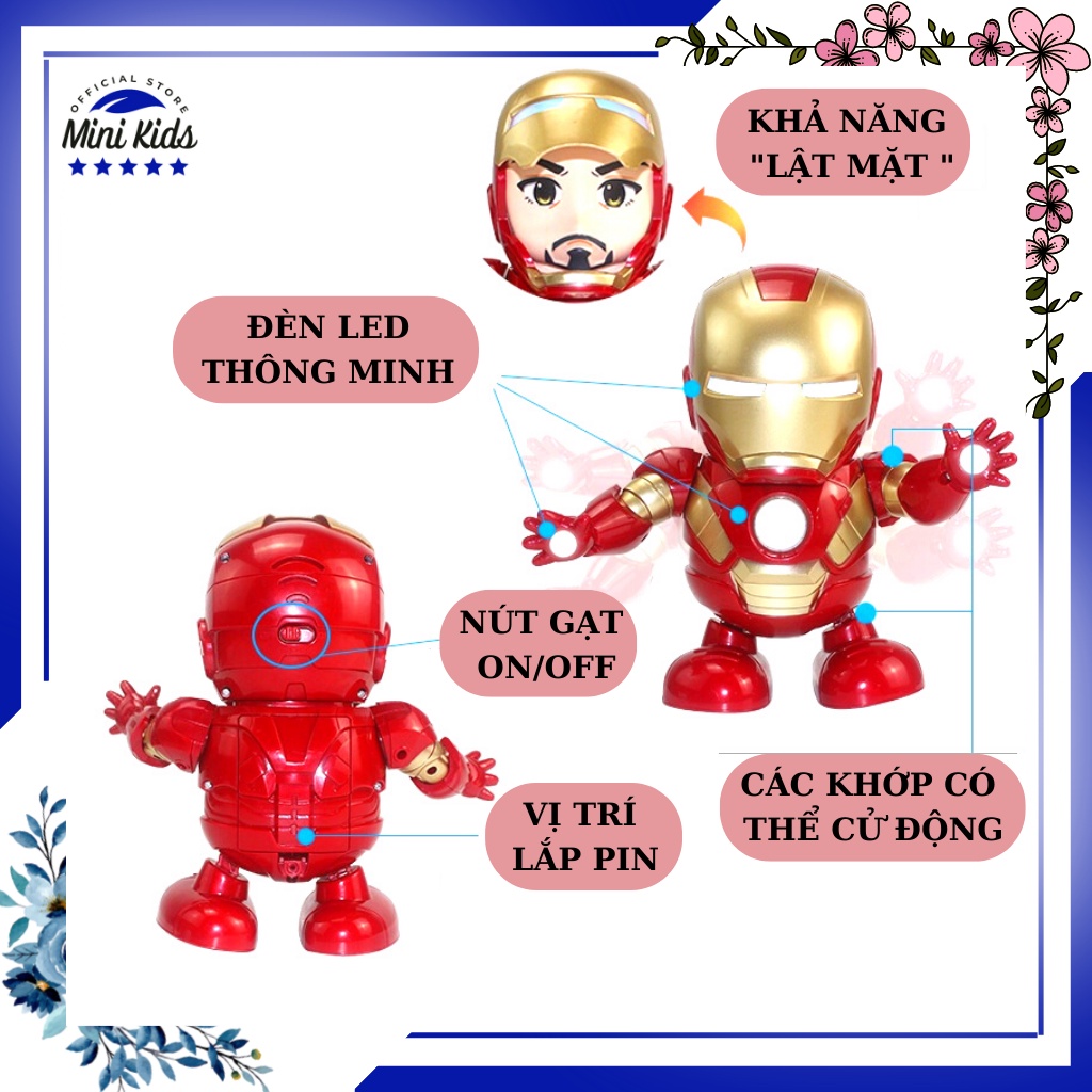 Đồ chơi robot người sắt Iron Man Hero nhảy múa theo nhạc cực kỳ vui nhộn dành cho bé từ 1 tuổi - Đồ chơi MiniKids
