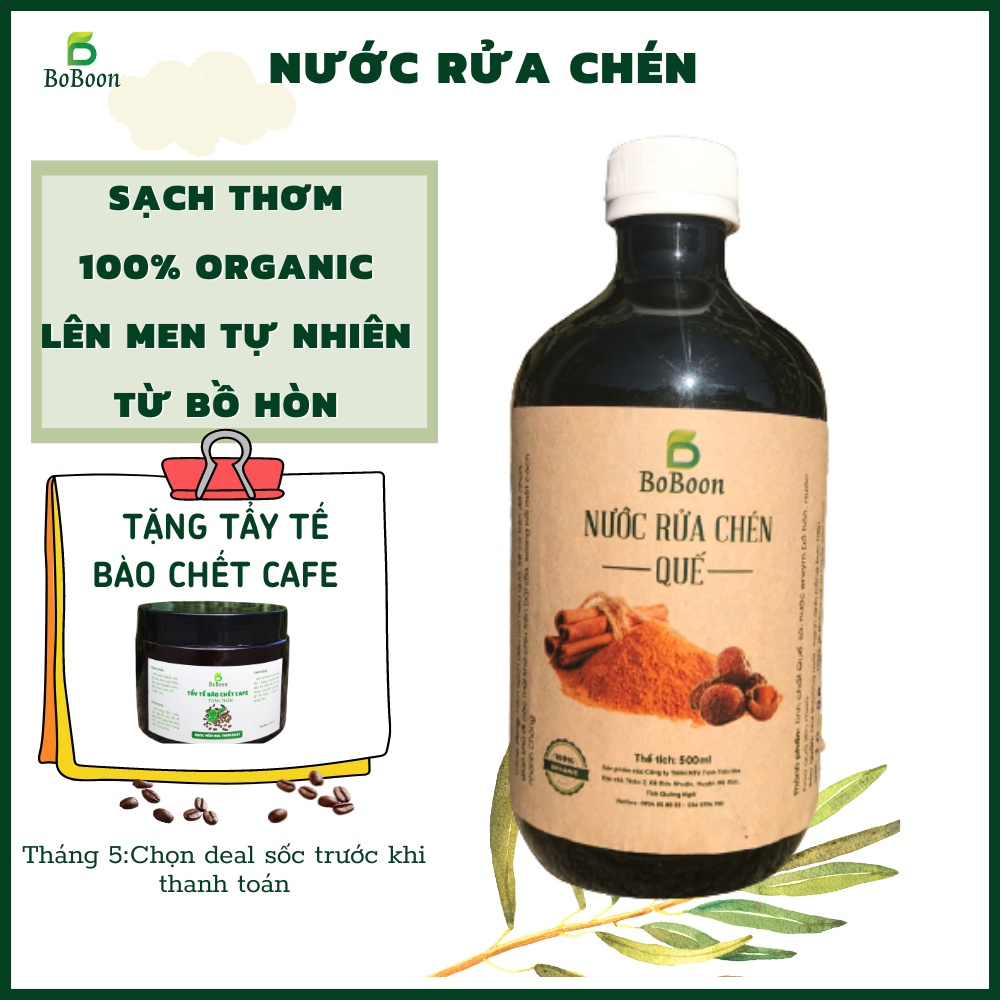 Nước rửa chén enzym hữu cơ organic bồ hòn Quế Boboon