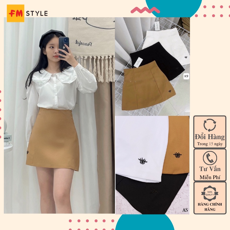 Chân Váy Ngắn fmstyle shop Chữ Ôm Lưng Cao Đính Charm Chân Váy Ngẵn Chữ A Dáng Công Sở 220331031