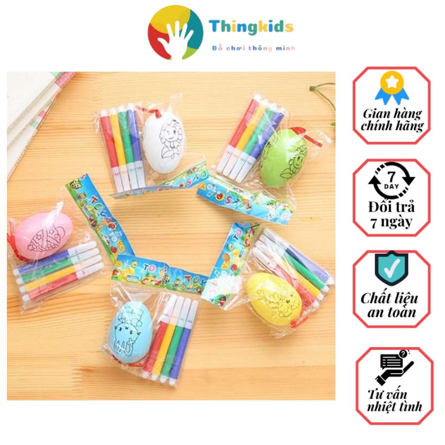 Quả trứng vẽ tô kèm 4 bút mầu cho bé - Thingkids