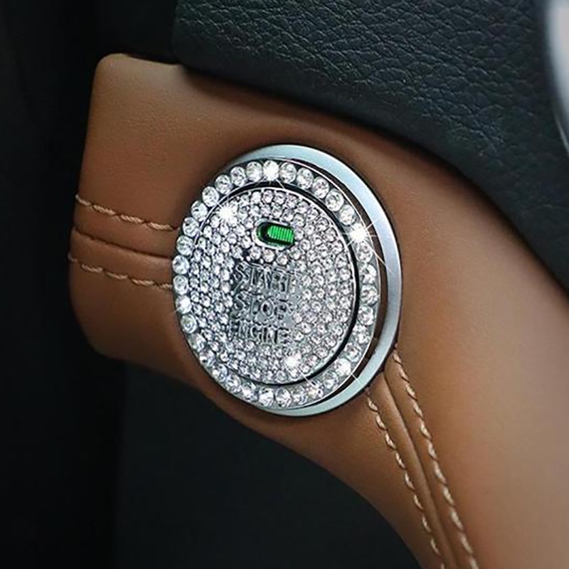 Ốp đính đá bảo vệ nút bấm khởi động xe hơi