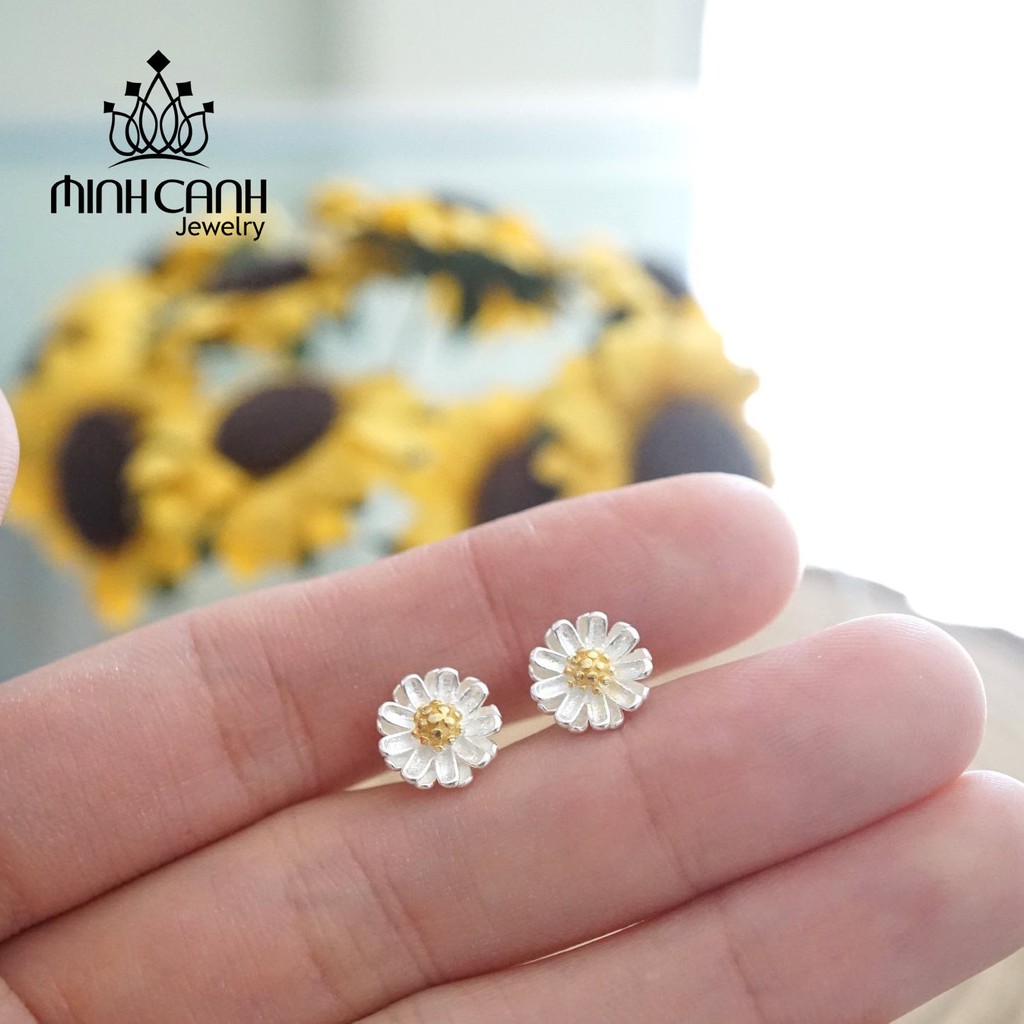 Bông Tai Hoa Cúc Họa Mi Bạc Ý S925 - Minh Canh Jewelry
