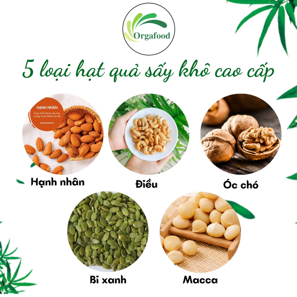 Hạt dinh dưỡng mix giảm cân 5 loại hạt orgafood các loại hạt mix nuts ngũ cốc cho bà bầu