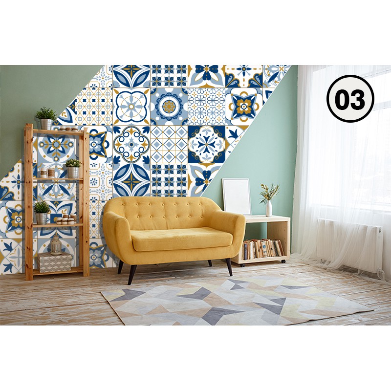 Giấy dán tường nhà bếp, miếng dán bếp chống bắn dầu mỡ, chịu nhiệt cao | Decal Dán Bếp Xanh Vàng (03)