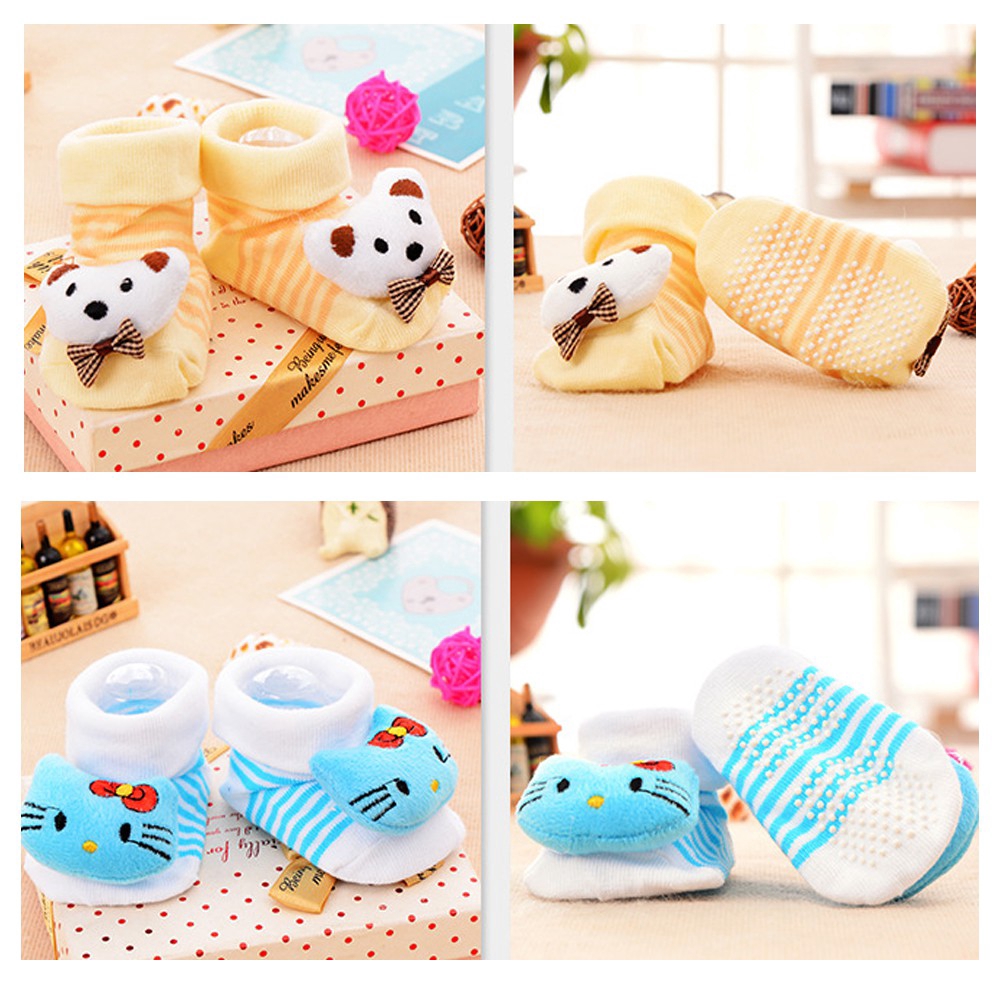 Vớ cotton mềm họa tiết mèo gấu búp bê 3D dễ thương phù hợp cho bé