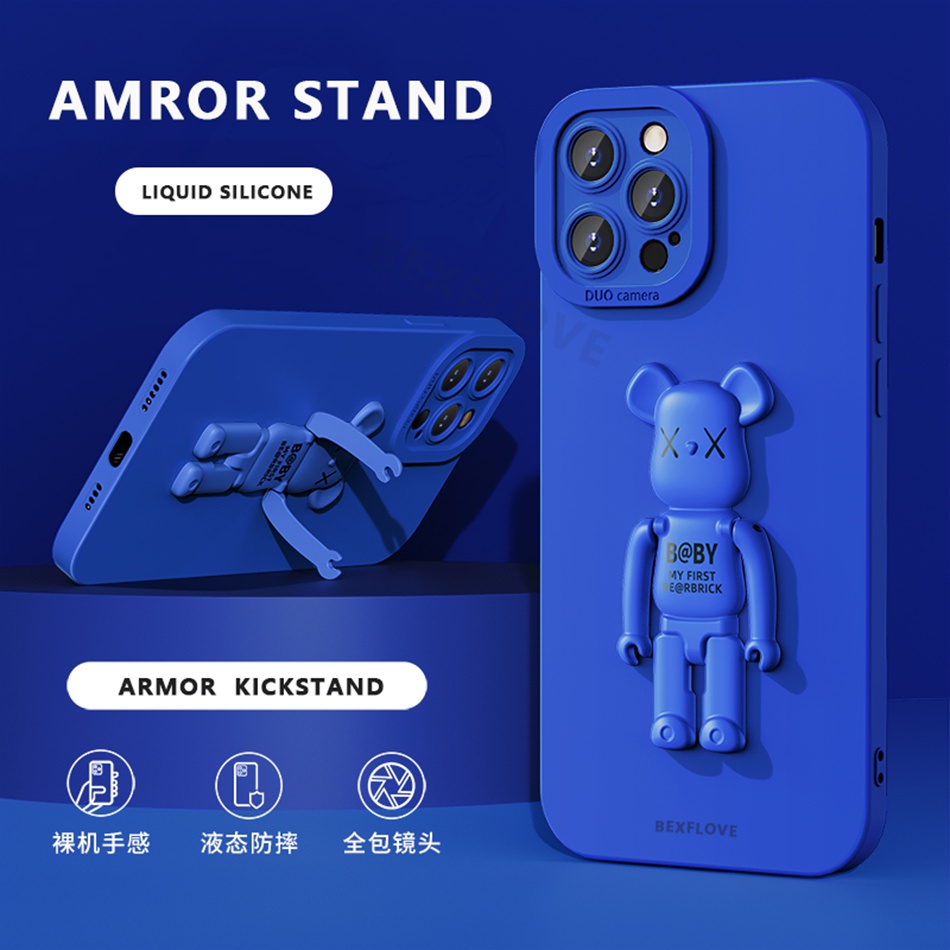 Ốp Điện Thoại Silicon Mềm Có Giá Đỡ Hình Vuông Cho iPhone 13 12 11 Pro MAX Mini X XR XS MAX 7 8 Plus SE 2020 2022