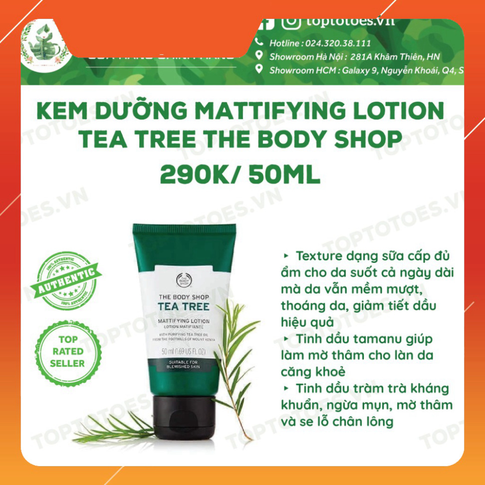 CHI ÂN HÈ Kem dưỡng The Body Shop Tea Tree Mattifying Lotion kiềm dầu, ngừa mụn CHI ÂN HÈ