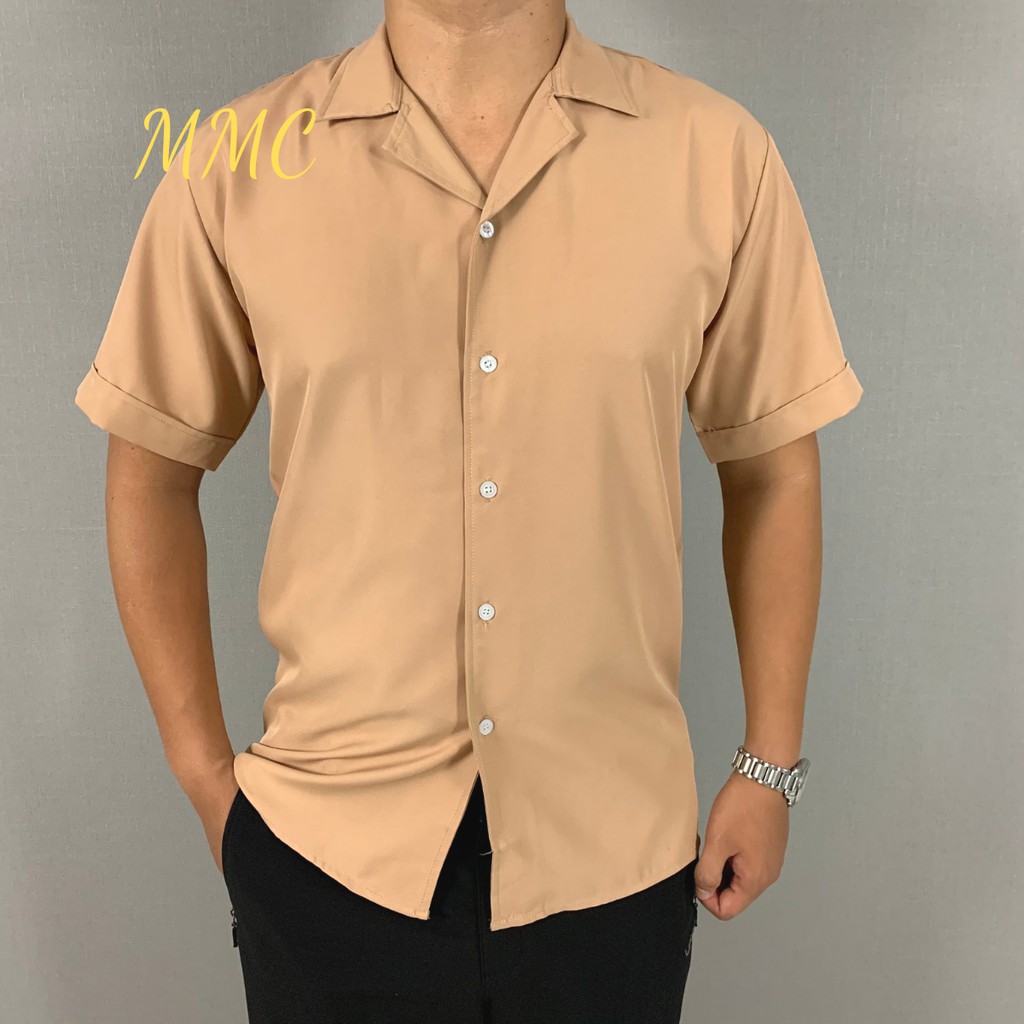 Áo sơ mi tay ngắn nam nữ form rộng cổ vest, áo sơ mi cộc tay unisex chất vải lụa giãn, mềm mại thương hiệu MMC - SMV | BigBuy360 - bigbuy360.vn