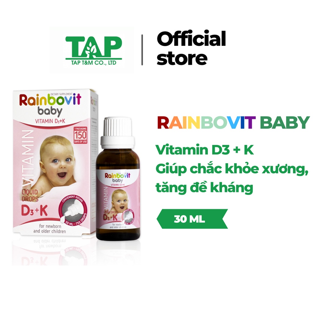 VITAMIN D3 + K RAINBOVIT BABY 30ML - NHẬP KHẨU BA LAN