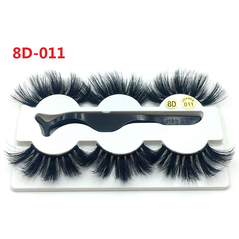 Set 3 Cặp Lông Mi Giả MIH SKONHED Kèm Nhíp 8D Trang Điểm Mắt Cho Nữ