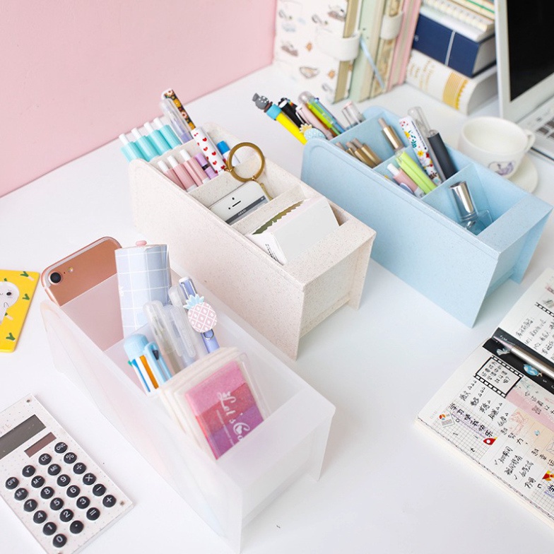 Khay Chứa Nghiên 4 Ngăn, Ống bút đa năng 4 ngăn, kệ đựng bút phụ kiện văn phòng