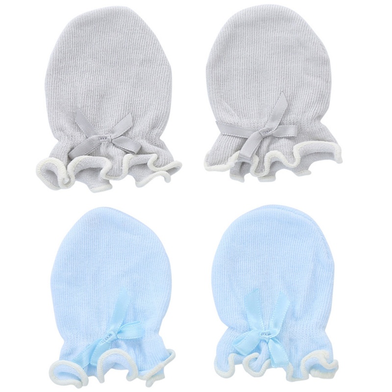 Đôi Găng Tay Cotton Mềm Mại Màu Trơn Chống Xước Bảo Vệ Mặt Cho Bé Sơ Sinh