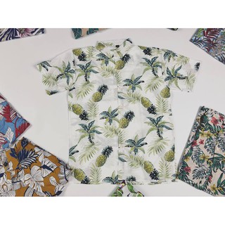 Áo sơ mi hawaii dứa trắng siêu CHẤT