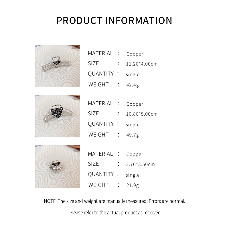 Kẹp Tóc Hình Tam Giác Bằng Kim Loại Đơn Giản Thời Trang Dễ Phối Đồ