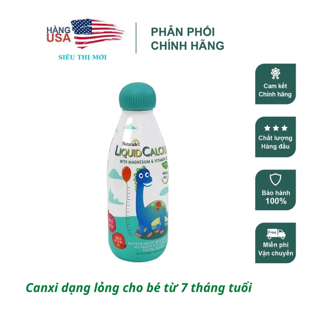 Sale Canxi Nước cho bé Naturade Liquid Calcium Magnesium & Vitamin D3 474ml