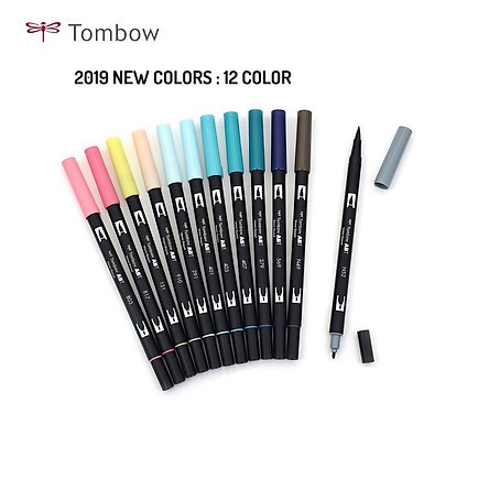 [Mã LIFEBOOK1 giảm 30K đơn 150K] Bộ 12 Bút Lông 2 Đầu Maker Cao Cấp Tombow Dual Brush Mẫu Màu Pastel