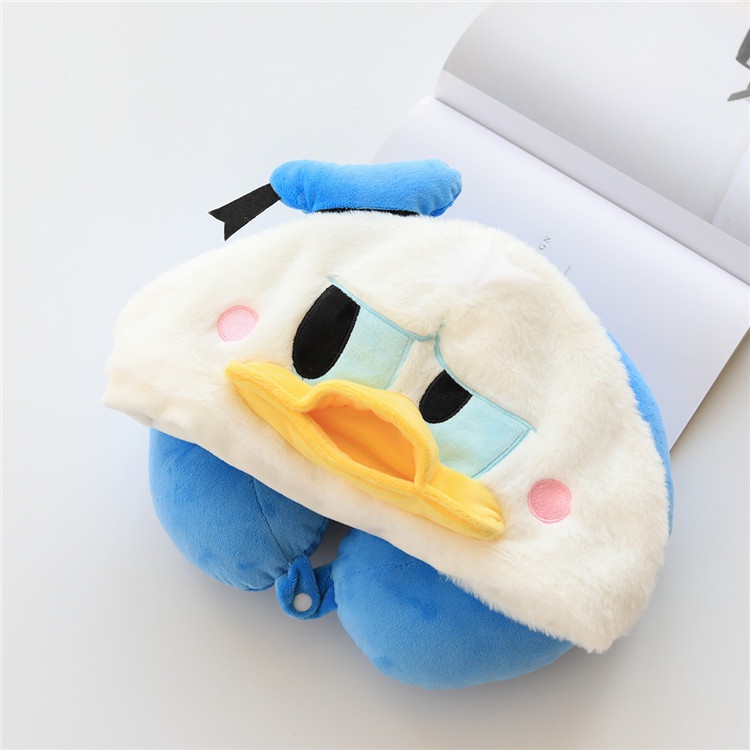 DISNEY Gối Kê Cổ Hình Chữ U Có Mũ Trùm Đầu Hình Hoạt Hình Kira Stellalou Kuromi Linabell Dễ Thương Sự Bảo Vệ