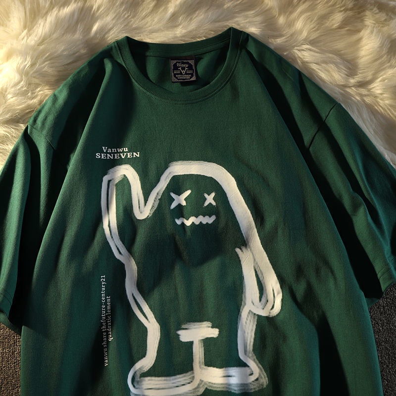 Áo Thun COZOK Tay Ngắn Dáng Rộng In Hình Graffiti Kiểu Hàn Quốc Cá Tính